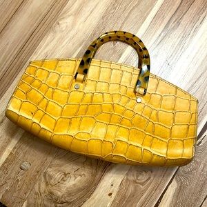 GUC Vintage VIN BAKER Gold/Yellow Faux Crocodile leopard spot Acrylic Handles